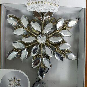 NEW WONDERSHOP CHRISTMAS SNOWFLAKE LIT TREE TOPPER 10 LIGHTS 9"